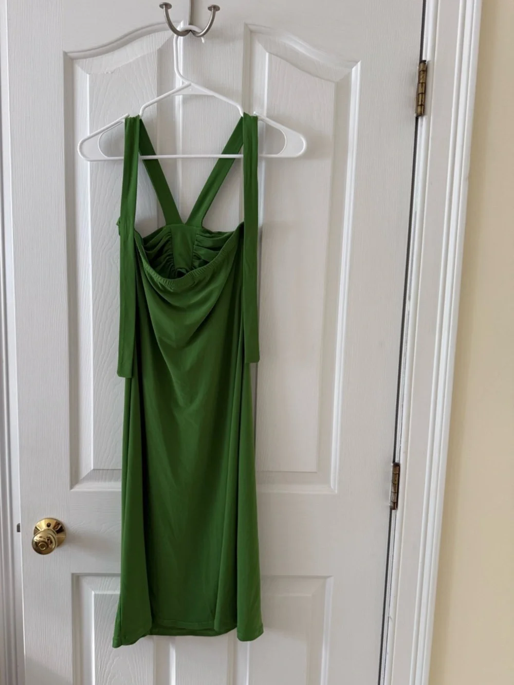 Monsoon Olive Green Midi Dress with Ruched Bodice - Picture 3 of 3